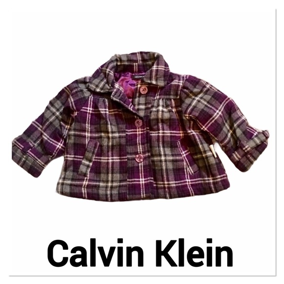 CALVIN KLEIN Purple Plaid Girls Coat 18 months - Picture 1 of 4